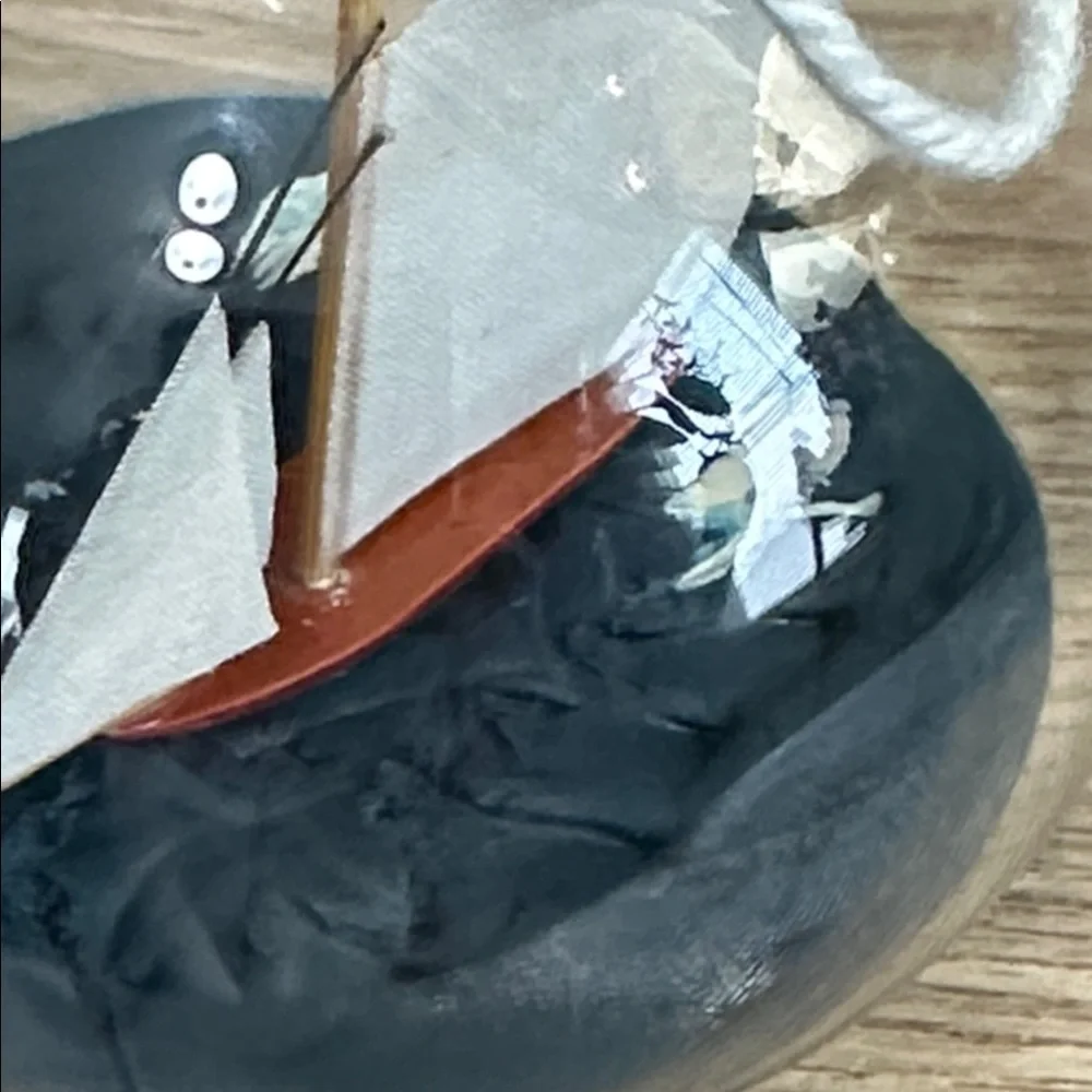 Crate‎ & Barrel Ship-In-A-Bottle Glass Christmas Ornament Nautical